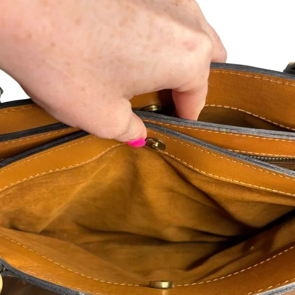 Patricia Nash Tan Leather Satchel Bag Butter Smooth Staple Western - Picture 9 of 14